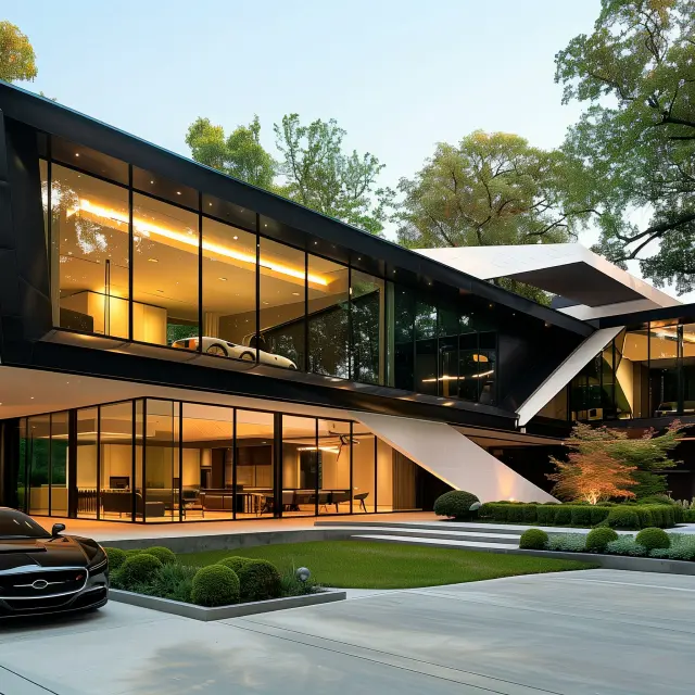 Modern Architecture and Luxury Car